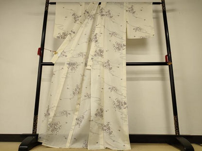 平和屋着物＊夏物 小紋 絽 流水花文 洗える着物 AABE4313jd