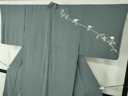 平和屋着物●訪問着　友禅　作家物　枝花文　正絹　逸品　DABA1536ps