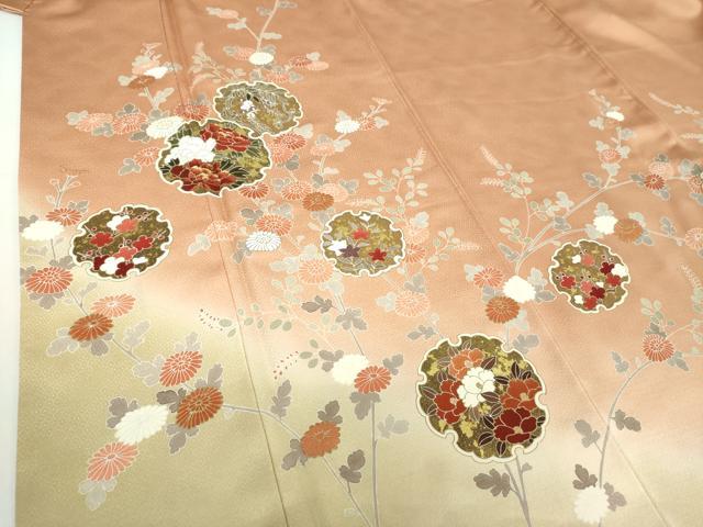 平和屋着物●京友禅作家　黒島敏　訪問着　刺繍　雪輪花文　金彩　正絹　逸品　DABA1537ps 平和屋着物○京友禅作家 黒島敏 訪問着 刺繍 雪輪花文 金彩