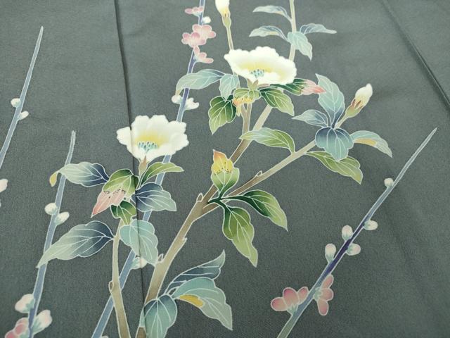 平和屋着物●訪問着　友禅　作家物　枝花文　正絹　逸品　DABA1536ps