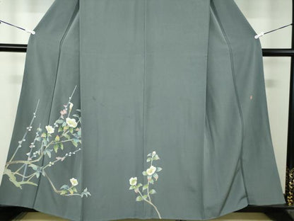 平和屋着物●訪問着　友禅　作家物　枝花文　正絹　逸品　DABA1536ps