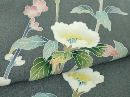 平和屋着物●訪問着　友禅　作家物　枝花文　正絹　逸品　DABA1536ps