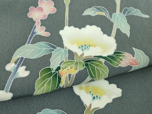 平和屋着物●訪問着　友禅　作家物　枝花文　正絹　逸品　DABA1536ps