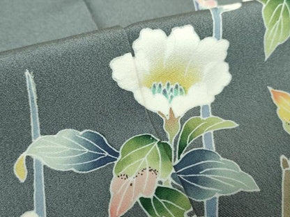 平和屋着物●訪問着　友禅　作家物　枝花文　正絹　逸品　DABA1536ps