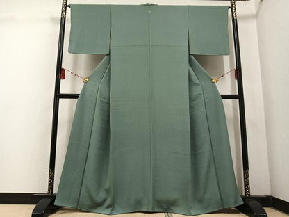 平和屋着物●上質な色無地 青白橡色 正絹 逸品 AABE3990ph