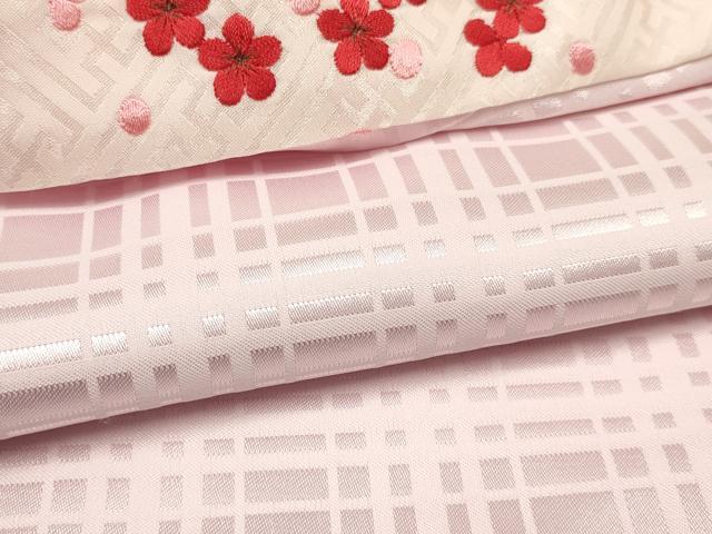 平和屋着物[]子供　女の子　長襦袢　袷　格子地紋　淡藤色　半衿刺繍　DABA3532ma