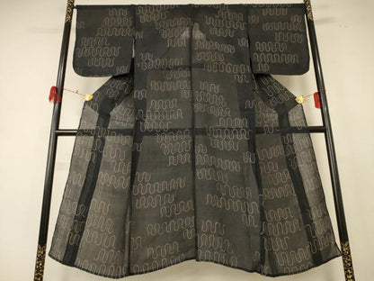 平和屋着物＊夏物 本場小千谷ちぢみ 幾何学文様 麻 逸品 AABE4325jd