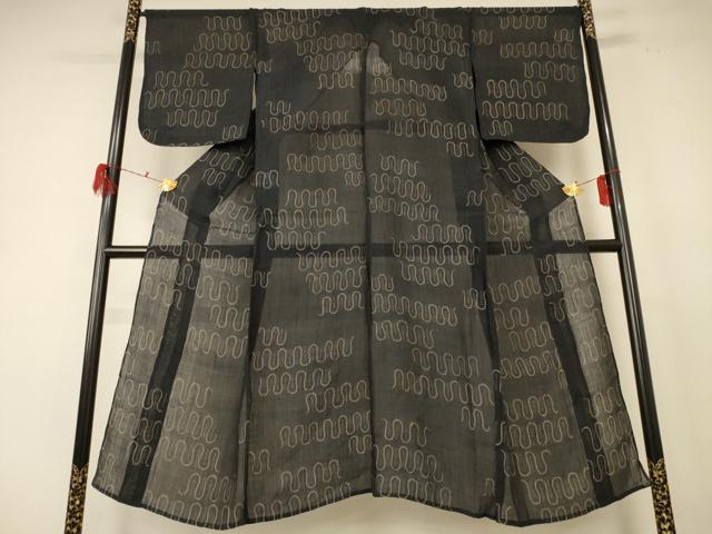 平和屋着物＊夏物 本場小千谷ちぢみ 幾何学文様 麻 逸品 AABE4325jd