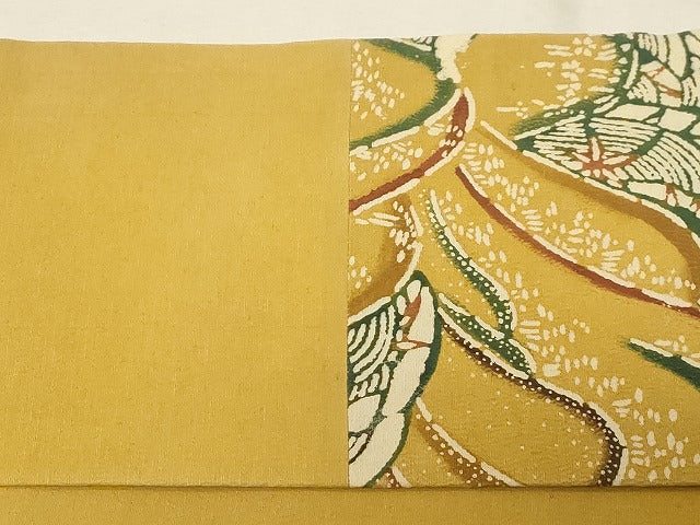 平和屋着物○九寸名古屋帯 型染め 遠山文 正絹 逸品 CABB7214dy