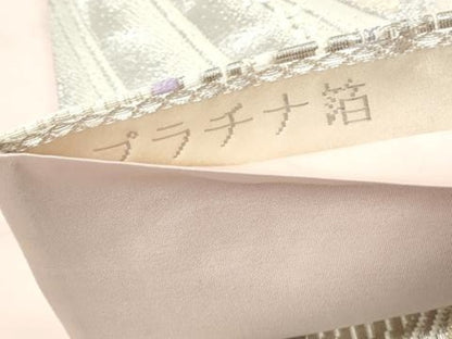 平和屋着物◎六通柄袋帯　唐織　草花文　きらめき　プラチナ箔　正絹　逸品　DABA3354qa