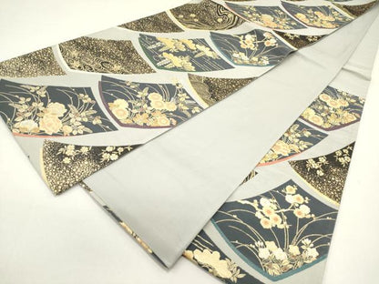 平和屋着物◎六通柄袋帯　涼節色紙文　金糸　正絹　逸品　DAAZ1871xg