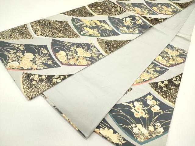 平和屋着物◎六通柄袋帯　涼節色紙文　金糸　正絹　逸品　DAAZ1871xg
