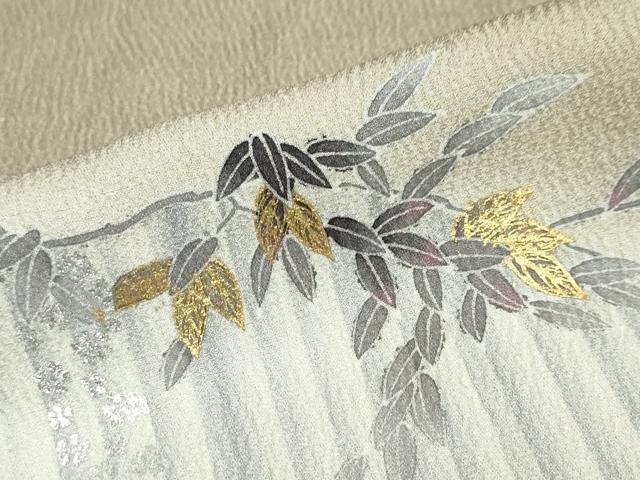 平和屋着物○訪問着 枝葉文 暈し染め 金銀彩 正絹 逸品 DAAZ7744ud