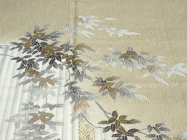 平和屋着物●訪問着　枝葉文　暈し染め　金銀彩　正絹　逸品　DAAZ7744ud 平和屋着物○訪問着 枝葉文 暈し染め 金銀彩 正絹 逸品 DAAZ7744ud