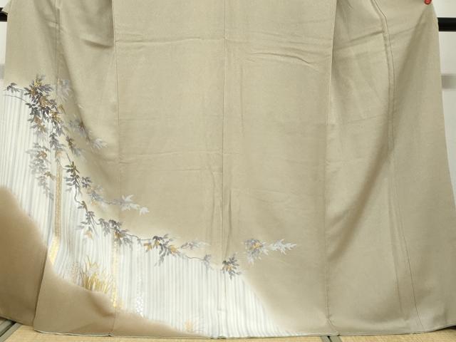 平和屋着物●訪問着　枝葉文　暈し染め　金銀彩　正絹　逸品　DAAZ7744ud 平和屋着物○訪問着 枝葉文 暈し染め 金銀彩 正絹 逸品 DAAZ7744ud