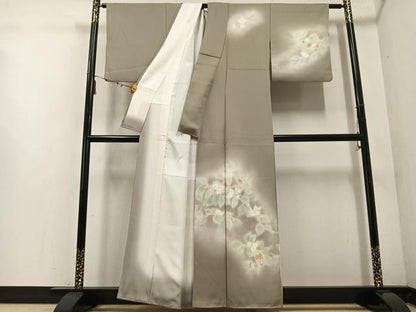 平和屋着物●訪問着　手描き　枝花文　暈し染め　正絹　逸品　AABE4842ph