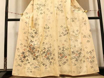 平和屋着物●上質な小紋　紬地　花尽くし　正絹　逸品　AABE4845ph