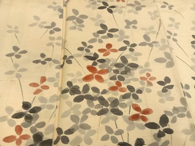 平和屋着物●上質な小紋　紬地　花尽くし　正絹　逸品　AABE4845ph