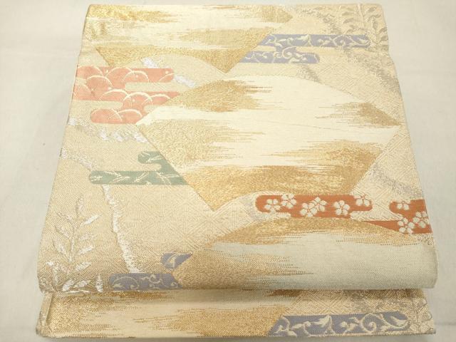 平和屋着物◎六通柄袋帯　地紙花文　正絹　逸品　DABA5369cd