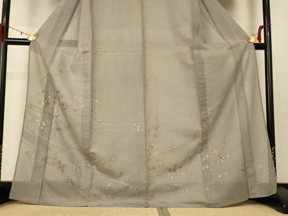 平和屋着物＊夏物 訪問着 絽 刺繍 流水草花文 正絹 逸品 AABE4354jd