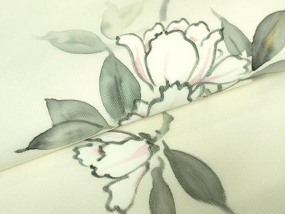 平和屋着物●極上　塩瀬　九寸名古屋帯　手描き　枝花文　金彩　逸品　DZAB3124kh6