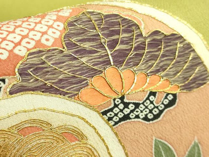 平和屋着物●極上　アンティーク　大正ロマン　太鼓柄袋帯　駒刺繍　鏡裏花文　金糸　逸品　DZAB3122kh6