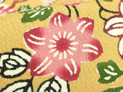平和屋本店●極上　本場琉球紅型　琉球びんがた　知念紅型研究所　知念貞男　九寸名古屋帯 亀甲花唐草 紙タグ付き 逸品 未使用 DZAB3159kh6