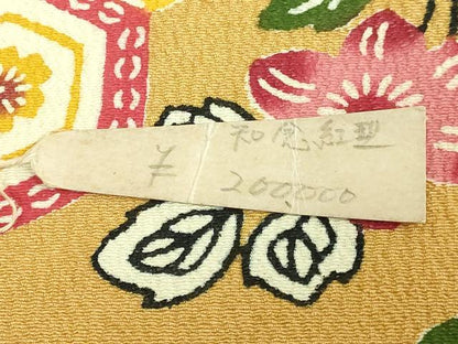 平和屋本店●極上　本場琉球紅型　琉球びんがた　知念紅型研究所　知念貞男　九寸名古屋帯 亀甲花唐草 紙タグ付き 逸品 未使用 DZAB3159kh6