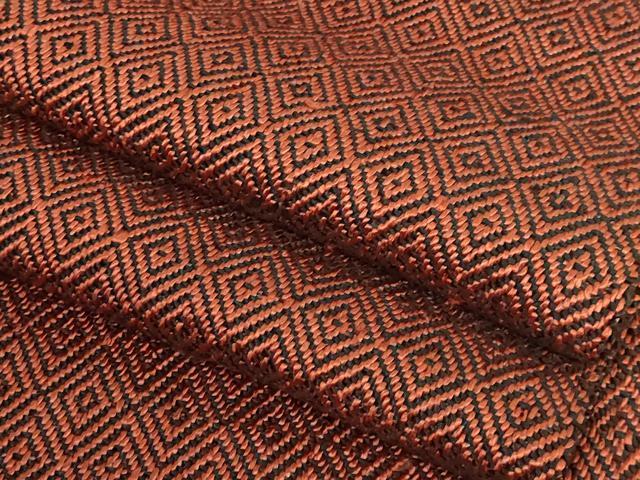 平和屋本店●希少　ざざんざ織　八寸名古屋帯　一重帯　菱　黒地　逸品　未使用　DZAB3185kh6