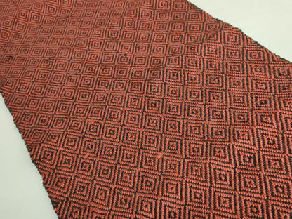 平和屋本店●希少　ざざんざ織　八寸名古屋帯　一重帯　菱　黒地　逸品　未使用　DZAB3185kh6