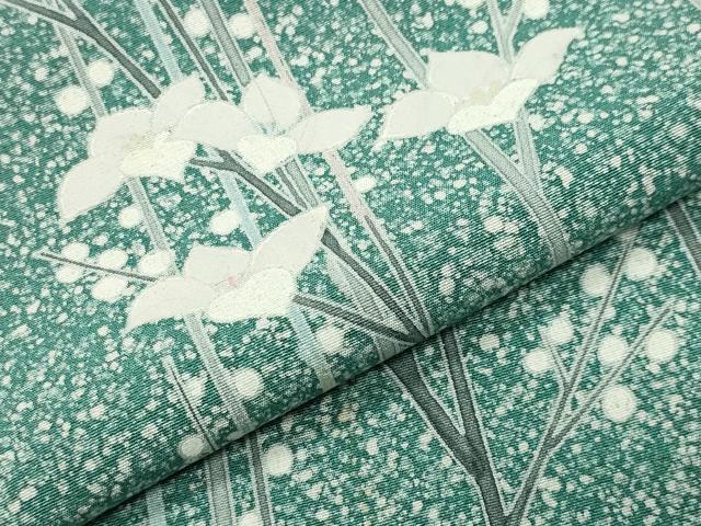 未着用　作家もの　訪問着　たたき染め　カラーの花　葉影　着物　052a p 未着用 作家もの 訪問着 たたき染め カラーの花 葉影 着物 052a p