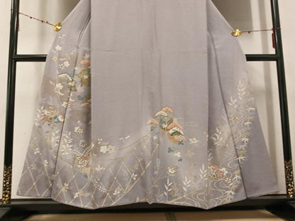 平和屋着物●訪問着 友禅 雪輪草花文 暈し染め 金彩 正絹 逸品 AABE5878ph