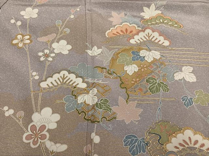 平和屋着物●訪問着 友禅 雪輪草花文 暈し染め 金彩 正絹 逸品 AABE5878ph