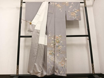 平和屋着物●訪問着 友禅 雪輪草花文 暈し染め 金彩 正絹 逸品 AABE5878ph