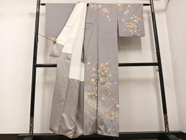平和屋着物●訪問着 友禅 雪輪草花文 暈し染め 金彩 正絹 逸品 AABE5878ph