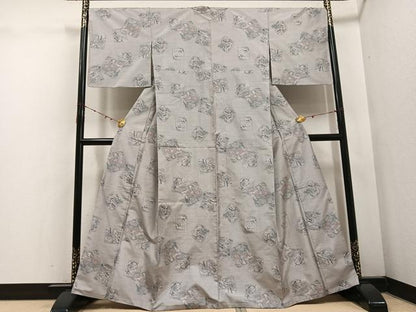 平和屋着物●本場大島紬 白大島 色紙人物文 正絹 逸品 AABE5888ph