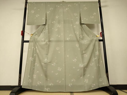 平和屋着物＊夏物 小紋 絽 草花丸文 正絹 逸品 AABE4384jd