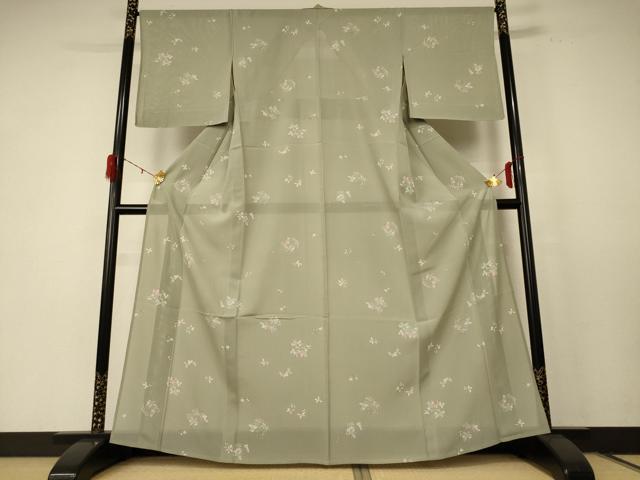 平和屋着物＊夏物 小紋 絽 草花丸文 正絹 逸品 AABE4384jd