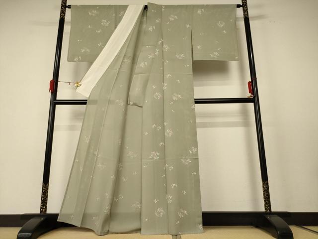 平和屋着物＊夏物 小紋 絽 草花丸文 正絹 逸品 AABE4384jd