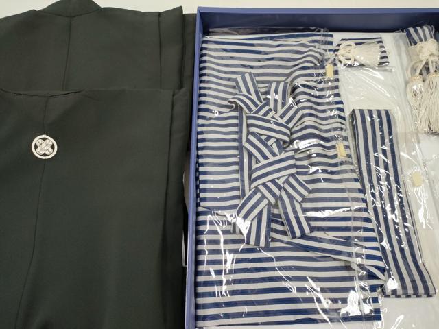 平和屋着物[]七五三 男の子 着物・黒紋付羽織・行灯袴・小物セット 箱付き DABA3551ma