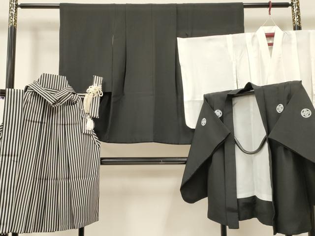 平和屋着物[]七五三 男の子 着物・黒紋付羽織・長襦袢(単衣)・行灯袴・小物セット 箱付き DABA3552ma