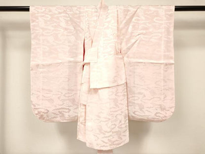 平和屋着物[]七五三　女の子　３歳　祝着　三つ身　長襦袢(袷)セット　駒刺繍　双鶴亀甲花文　暈し染め　逸品　DABA3561ma