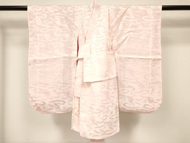 平和屋着物[]七五三　女の子　３歳　祝着　三つ身　長襦袢(袷)セット　駒刺繍　双鶴亀甲花文　暈し染め　逸品　DABA3561ma