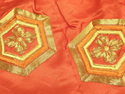平和屋着物[]七五三　女の子　３歳　祝着　三つ身　長襦袢(袷)セット　駒刺繍　双鶴亀甲花文　暈し染め　逸品　DABA3561ma