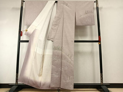 平和屋着物●訪問着 紬地 作家物 風景文 正絹 逸品 AABE5382fy