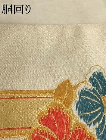 平和屋着物∵子供　全通柄袋帯　唐織　亀甲花丸文　金糸　逸品　AABE2237ja
