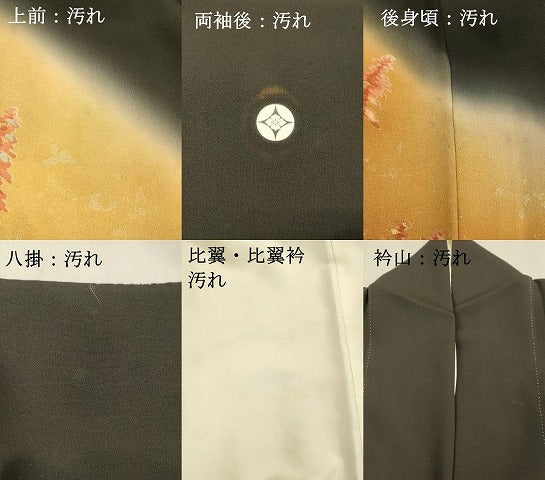 平和屋着物■豪華黒留袖　手描き　総刺繍　樹林文　暈し染め　金彩　正絹　逸品　DABA0848cm