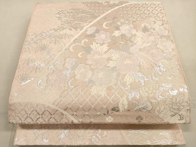 平和屋着物◎六通柄袋帯　鳳凰花文　銀糸　正絹　逸品　DABA8047xg