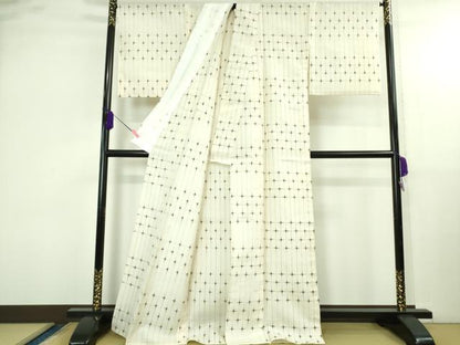 平和屋本店＊希少　夏物　国指定重要無形文化財　本場久米島紬　夏久米島　手織　逸品　未使用　DZAA2238kh6