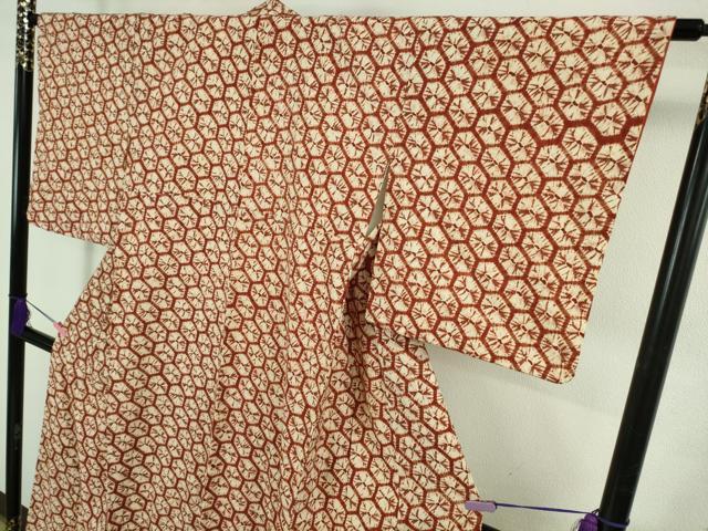 平和屋本店●極上　岩手の匠　草紫堂　南部絞り　茜染　綿　逸品　DZAA3112kh6